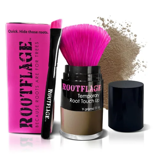 Rootflage Polvo de retoque de raíz, polvo de cabello rubio ahumado para cobertura temporal instantánea, relleno de línea de cabello, corrector de