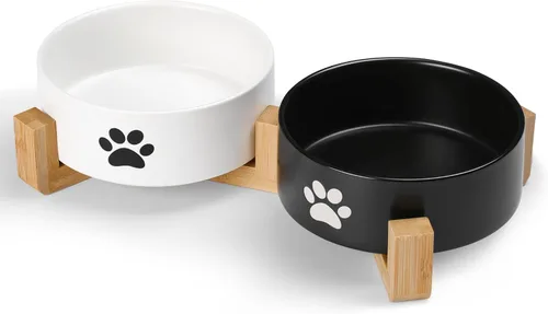 Miniatura 7 de Cuencos Grandes para Perros, Cuenco Antideslizante de Cerámica Pesada para Comida y Agua de Perros con Base de Silicona, Cuenco de Alimentación