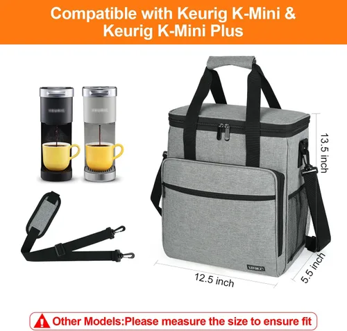 Miniatura 2 de LEFOR·Z Cafetera de viaje compatible con Keurig K-Mini o K-Mini Plus, cafetera de una sola porción, bolsa de almacenamiento portátil con correa