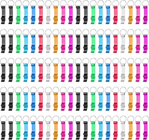 Miniatura 8 de Paquete de 100 llaveros de metal negro para abrebotellas, pequeño abrebotellas para regalo de fiesta (negro, 100 unidades)