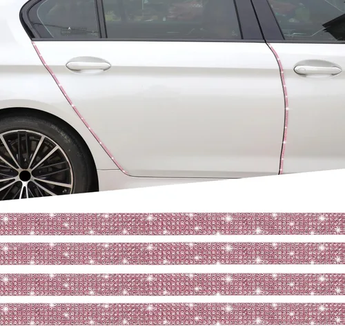 Miniatura 10 de TOMALL Bling Protector de Puerta de Coche Parachoques Anticolisión Tira Adhesiva de Cristal Antiarañazos Cristales Protector de Parachoques de Negro