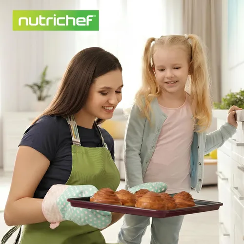 Miniatura 8 de NutriChef Juego de 8 utensilios antiadherentes apilables para hornear, juego de moldes de acero de alta calidad, incluye molde redondo para Negro