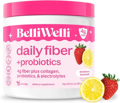 Suplemento de fibra Belli Welli para mujeres y hombres, polvo de fibra diario premium de acacia orgánica con colágeno añadido, electrolitos y
