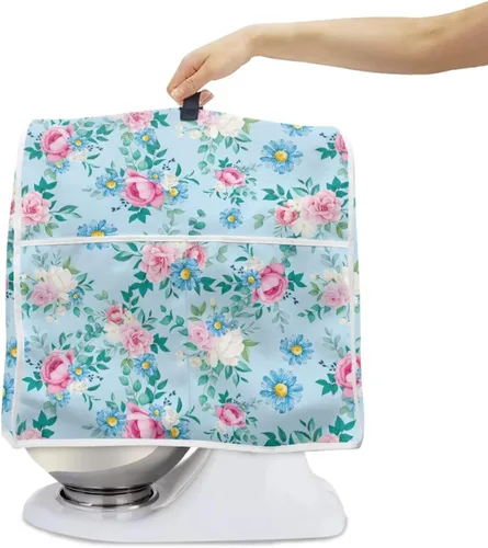 Miniatura 2 de Piezas de mezclador floral, funda para batidora de cocina con patrón de margaritas azules con mango superior portátil, lavable a máquina, accesorios