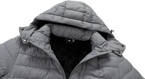 Miniatura 3 de Abrigo acolchado de plumón para hombre, resistente al viento, impermeable, forro de franela, capucha desmontable, grueso para el calor del invierno
