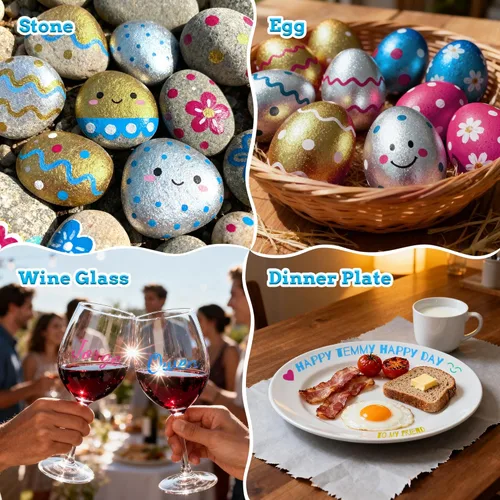 Miniatura 7 de GAINWELL Metallic Wine Glass Markers 8Pcs, Non-Toxic, Food-Safe, Dishwasher-Safe, Wine Glass Marker Pens for Ceramic Plates, Parties & Weddings Azul