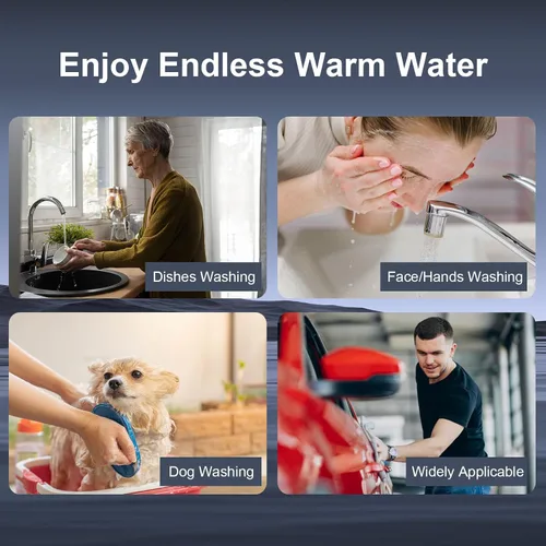 Miniatura 6 de Mini calentador de agua caliente instantáneo sin tanque debajo del fregadero 3kW 120V enchufe, pantalla digital LED grande con perilla de control