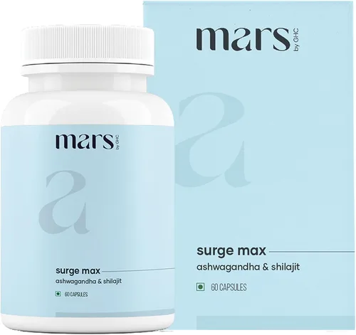 Mars Surgemax Cápsulas naturales con Shilajit y Safed Musli | Apoya la energía, la fuerza y la inmunidad | para un estilo de vida activo | 60