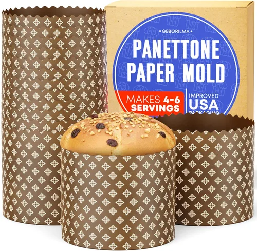 Miniatura 14 de Molde de papel para panettone premium mediano - 18 oz Molde desechable para panettone de 5 pulgadas 500 g - 12 unidades de formas para hornear paska