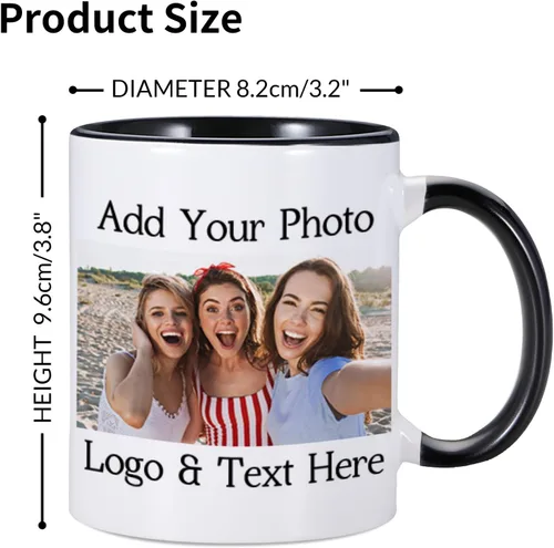 Miniatura 6 de Taza personalizada con foto de 11 onzas en ambos lados, taza personalizada con logotipo fotográfico, texto, regalos personalizados para Navidad