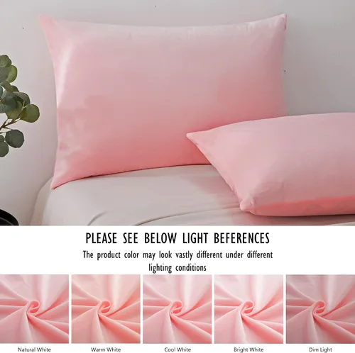 Miniatura 7 de Paquete de 2 fundas de almohada King de terciopelo con cremallera, súper suaves y acogedoras, fundas de almohada de franela difusa de lujo con Rosa