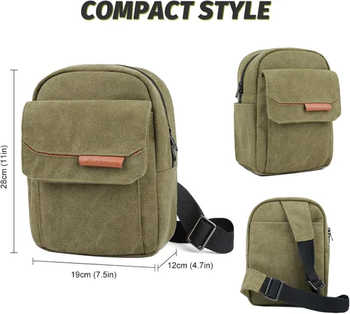 Miniatura 3 de TULLIO Bolsa para Cámara Pequeña, Bolsa Cruzada para Cámara Tipo Cartera Impermeable de Lona para Hombro Estuche Fotográfico Bolsa Bandolera