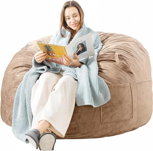 Miniatura 12 de EDUJIN Puf de espuma viscoelástica para adultos, funda de terciopelo suave, elegante sofá para sala de estar, práctico bolsillo y diseño de asa