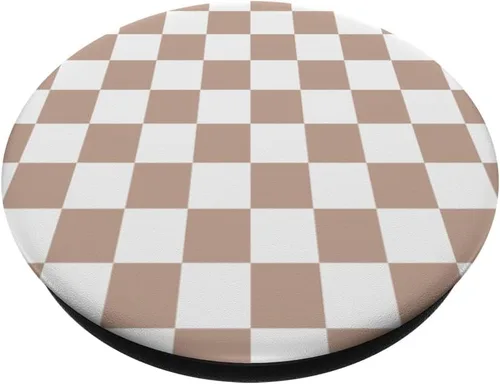Miniatura 2 de Tablero de ajedrez marrón y blanco - Patrón a cuadros PopSockets estándar PopGrip