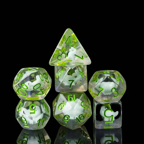 Miniatura 12 de Cusdie Dados DND de 7 troqueles, juego de dados poliédricos rellenos de animales, para juegos de rol, dados D&D (perro gris)