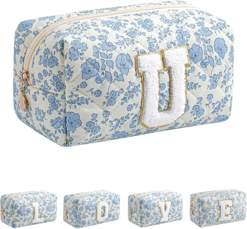 Miniatura 63 de Bolsa de maquillaje alfabética JOVAKIT, bolsa de cosméticos para mujeres, regalos de Navidad para niñas de 6 a 18 años, neceser de viaje con flores