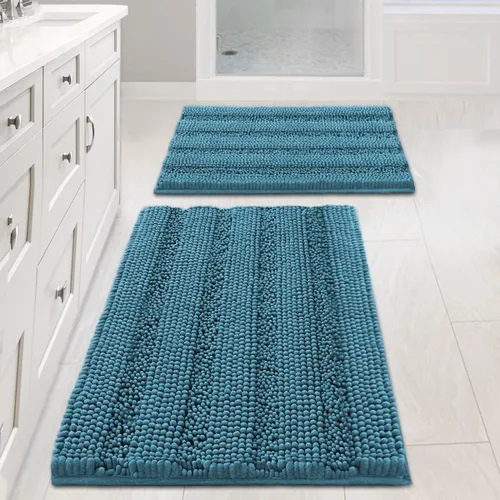 Miniatura 105 de H.VERSAILTEX - Alfombras de baño, juego de 2 piezas, alfombra de contorno para baño, juego de alfombras para inodoro, alfombra antideslizante