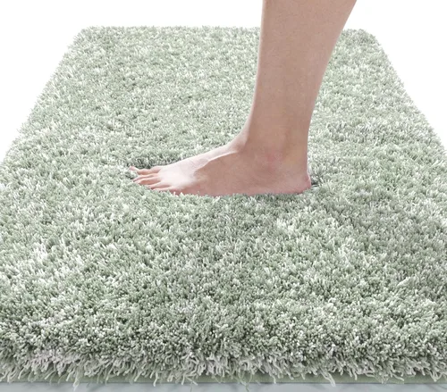 Miniatura 76 de Yimobra Alfombra de baño de felpa esponjosa, súper lanuda suave, cómoda, antideslizante, absorbente de agua, alfombra de baño de microfibra que se