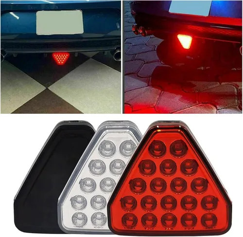 Miniatura 3 de Lámpara de señal de freno F1 Estilo Triángulo Deportivo LED Luz antiniebla Trasera Tercera lámpara de freno Luz estroboscópica de parada trasera Rojo