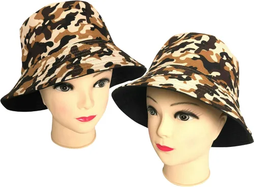 Miniatura 6 de Sombrero de pescador reversible para mujer, diseño de pescador, playa, para el verano, plegable, para el sol 2 piezas leopardo (verde+marrón)