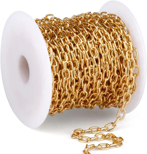 Miniatura 11 de Cadikez - 33 pies de cadenas de cable rolo de plata, 5 mm de aluminio chapado en plata, cadena de eslabones ovalados en O, en rollo a granel