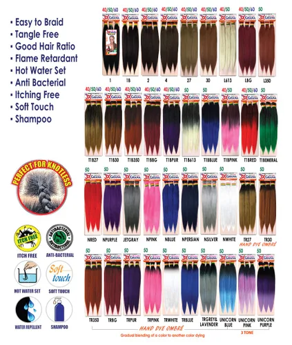 Miniatura 3 de REALISTIC - Paquete múltiple. Trenzas preestiradas X-Pression 3X Ghana de 60 pulgadas 100% Kanekalon Fácil de trenzar, sin nudos, alimentación