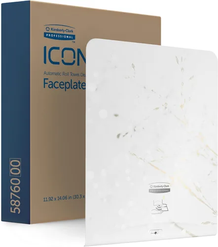 Miniatura 7 de Kimberly-Clark Professional ICON - Placa frontal (58770), diseño de mosaico blanco, para dispensadores automáticos de toallas de rollo duro
