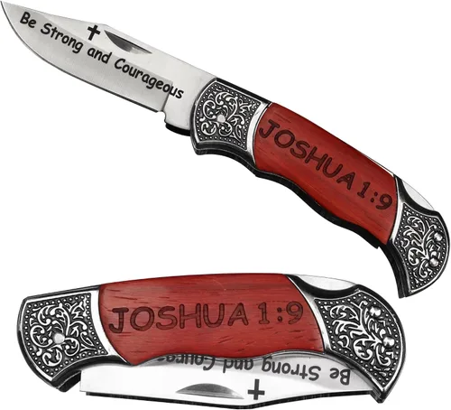 Grabado Sea Fuerte y Valiente - JOSHUA 1:9 Regalos Católicos Cristianos Versículo Bíblico Herramienta Utilitaria, Escritura Bautizo Religioso
