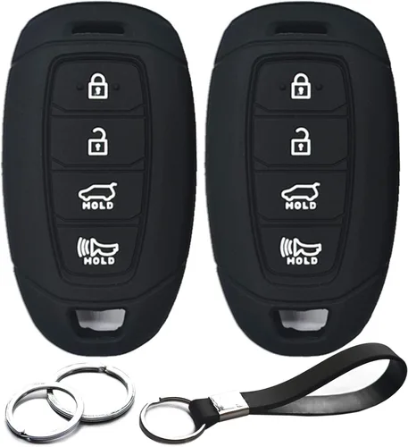 2 piezas compatibles con Hyundai Elantra N GT Santa Fe Kona Electric Accent Azera Palisade Veloster N Black Key Fob Cover Case Protector Llavero