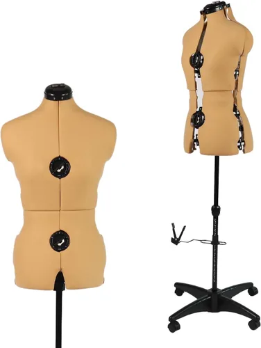 Maniquí de forma de vestido ajustable de cúrcuma para coser mujeres tallas 6-14, cuerpo de modelo pinable con 13 diales, ruedas desmontables, rango