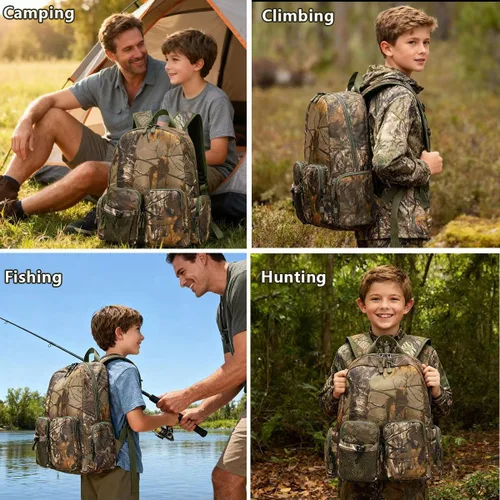 Miniatura 7 de TIANHAOPUJU - Mochila táctica de camuflaje para adolescentes y hombres, PVC resistente al agua para caza al aire libre, senderismo, pesca, viajes