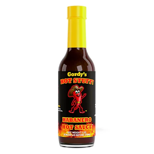 Miniatura 2 de Gordy's Hot Stuff! Salsa picante gourmet, hecha en Texas con chiles rojos para un sabor rico y complejo, hecha a mano en pequeños lotes, totalmente