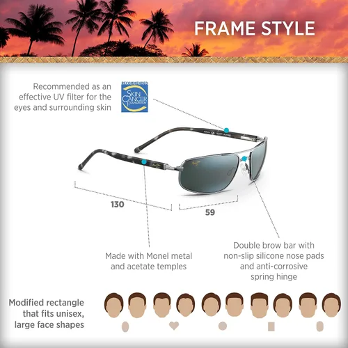 Miniatura 8 de Maui Jim Mens Kahuna Polarized Rectangular Sunglasses