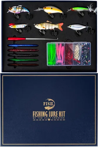 Miniatura 10 de Kit de caja de aparejos de pesca de 104 piezas con señuelos de pesca, ganchos, pesas, herramienta para quitar anzuelos y accesorios de pesca, juego