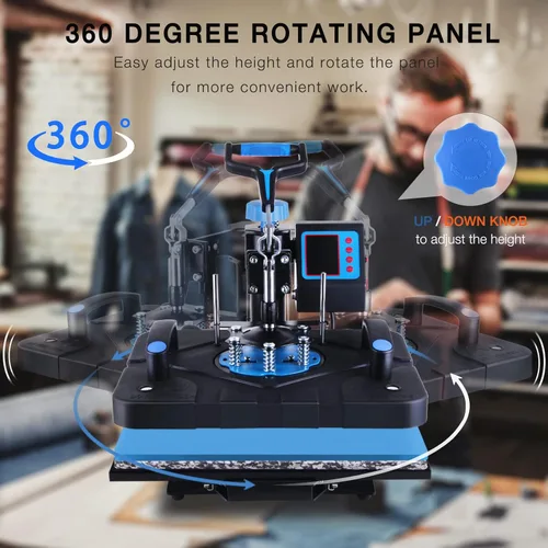 Miniatura 5 de HORGELU Máquina de prensa de calor 5 en 1 mejorada de 12 x 15 pulgadas, máquina de transferencia de calor de 360 grados, multifunción, sublimación