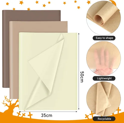 Miniatura 2 de PLULON 60 hojas de papel de seda marrón a granel, hojas de papel de seda para envolver regalos, papel de seda para embalaje, para regalos