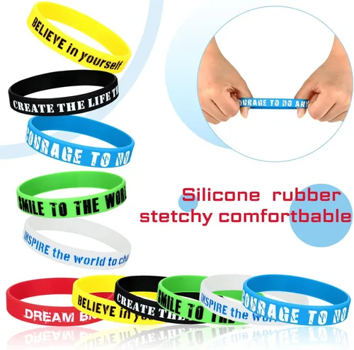 Miniatura 3 de BBTO 48 pulseras de goma con cita motivacional a granel, regalos inspiradores para estudiantes, profesores, pulseras elásticas para adultos