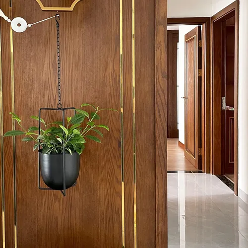 Miniatura 9 de Colgador de Plantas de Metal, Macetas Colgantes para Interiores, Macetas Colgantes para Flores (Negro)