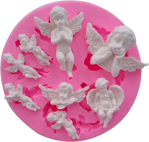 Mujiang Angel Baby Fondant Molde de silicona para decoración de pasteles Herramientas de arcilla de polímero de chocolate Moldes Decoración de pastel