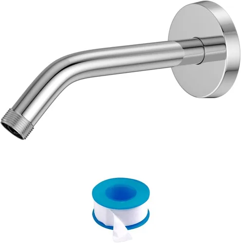 Miniatura 18 de Lordear Brazo de ducha montado en la pared, tubo de ducha de 12 pulgadas con brida, vástago de ducha redondo de 1/2 NPT para cabezal de ducha, negro
