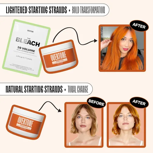 Miniatura 12 de Overtone Acondicionador de color semipermanente para el cabello, brillo jengibre, 8 onzas, nutritivo, sin daños, máscara de depósito