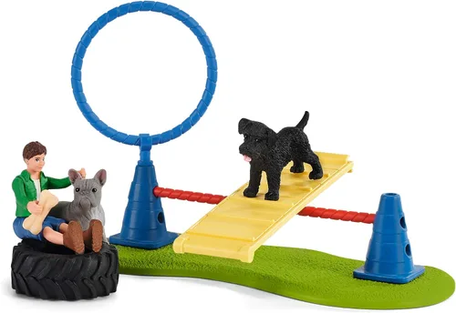 Miniatura 5 de Schleich Farm World, juguetes de granja para niñas y niños de 3 a 8 años, juego de 14 piezas, entrenamiento de agilidad para cachorros en The Dog
