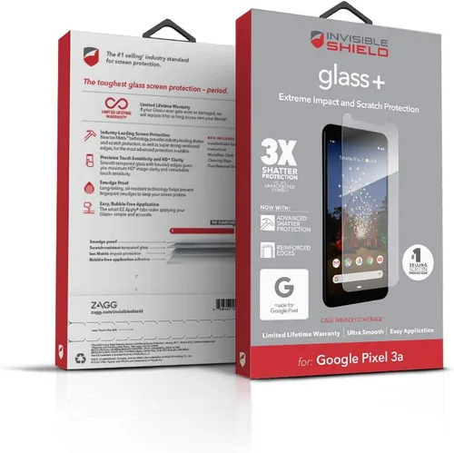 Miniatura 2 de ZAGG InvisibleShield Glass+ - Protector de pantalla de vidrio templado - Hecho para Google Pixel 3A - Compatible con fundas