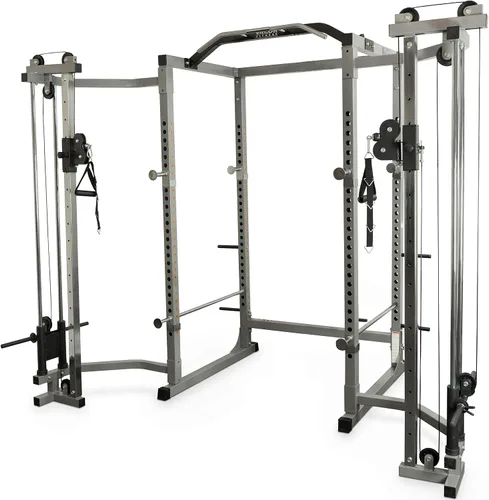 Valor Fitness BD-11 - Estante de potencia resistente con barra de dominadas cromada y jaula de potencia Optins para un gimnasio completo en casa de