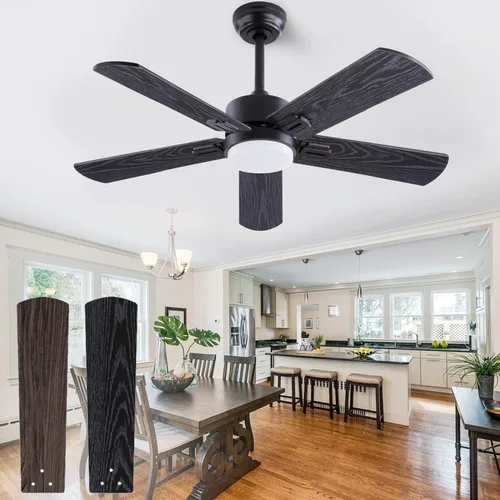 Miniatura 18 de QUTWOB - Ventilador de techo de 60 pulgadas con control remoto sin luces, moderno motor DC reversible para interiores y exteriores, ventiladores