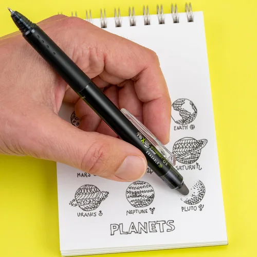 Miniatura 7 de PILOT FriXion Synergy Bolígrafos de tinta de gel retráctiles con clic borrables, punta extra fina de 0.5mm, tinta negra, docena