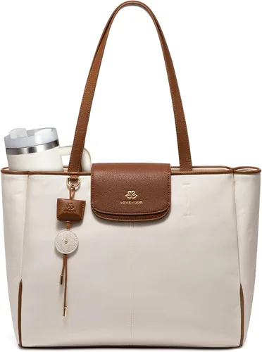 Miniatura 9 de LOVEVOOK Bolsa de mano para laptop para mujer, bolsa de trabajo de nailon con compartimentos para laptop de 15.6 pulgadas, bolso ligero a la moda