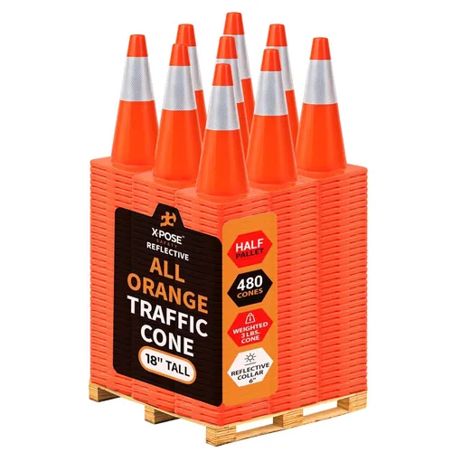 Miniatura 37 de Xpose Safety Conos de tráfico naranjas de 12 pulgadas con collar de 4 pulgadas, paquete de 4 conos de seguridad de plástico PVC multiusos
