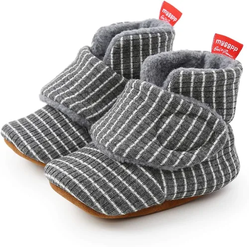 Miniatura 4 de Timatego Botines para recién nacidos, para bebés, niños y niñas, antideslizantes, suela suave, cálidos, para invierno, para casa, zapatos de cuna