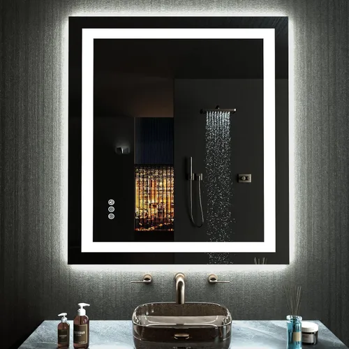 Miniatura 76 de LOAAO Espejo de Baño LED de 40"X32" con Luces, Antivaho, Regulable, Retroiluminación RGB + Iluminación Frontal, Espejo de Tocador de Baño